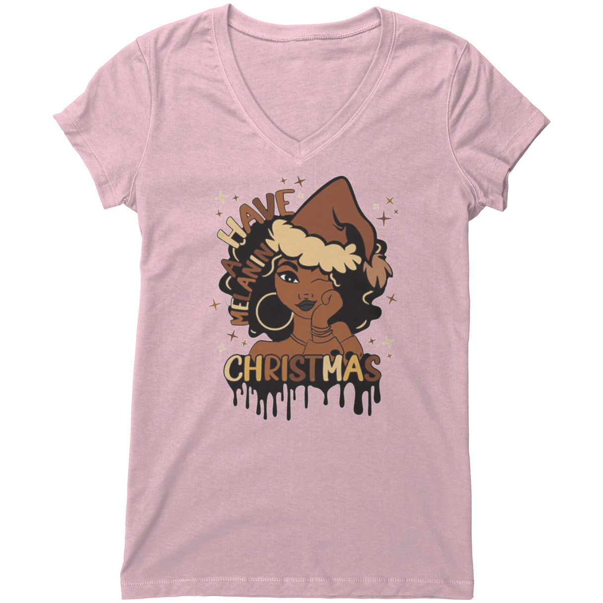 Melanin Christmas V-neck Shirt