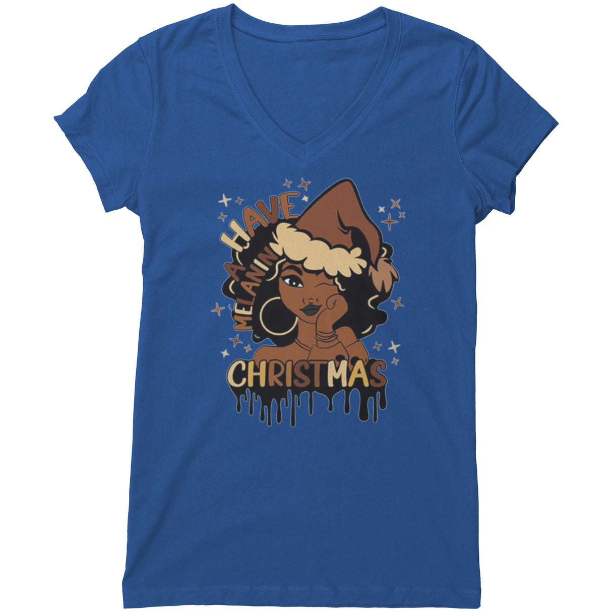 Melanin Christmas V-neck Shirt