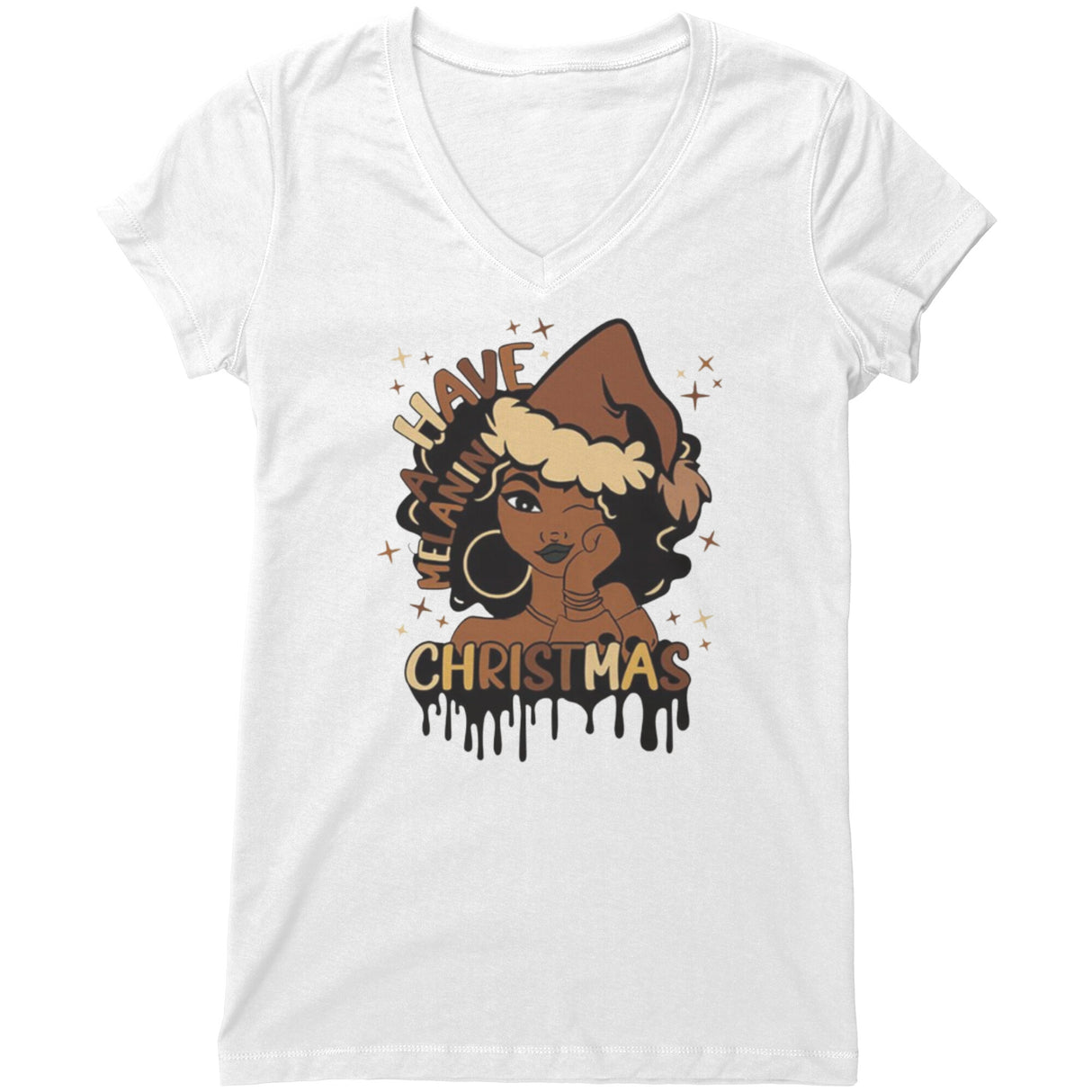 Melanin Christmas V-neck Shirt