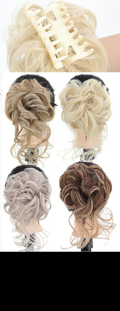 Blonde Messy Curly Claw Bun Hair Band