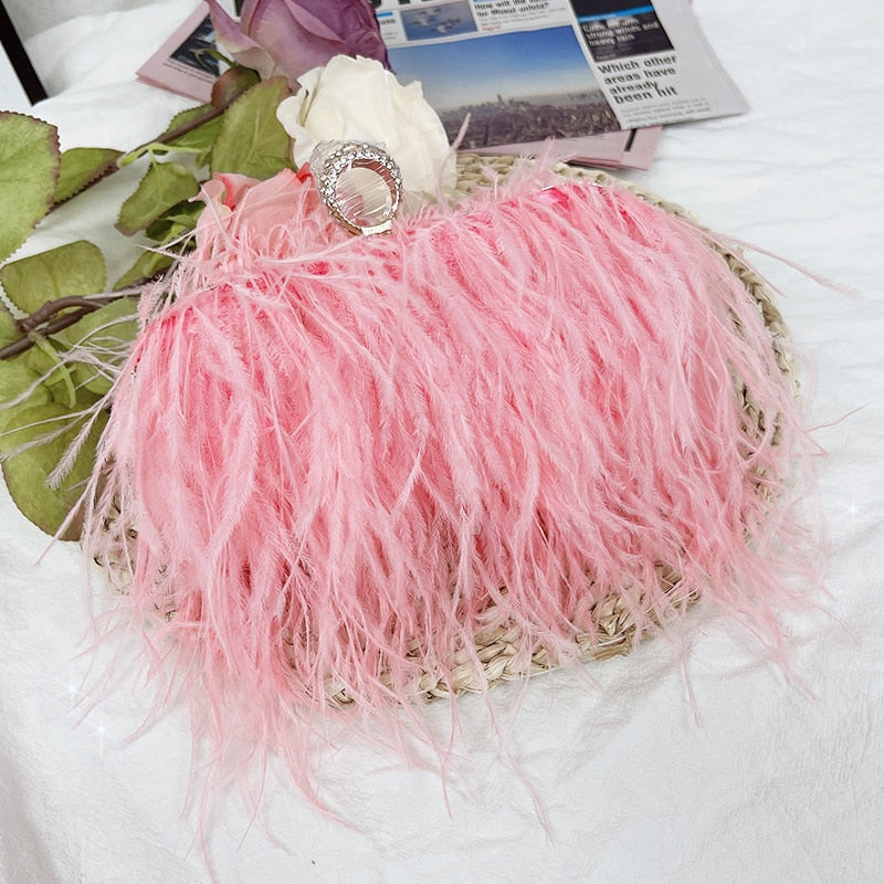 Pink Ostrich Feather Clutch