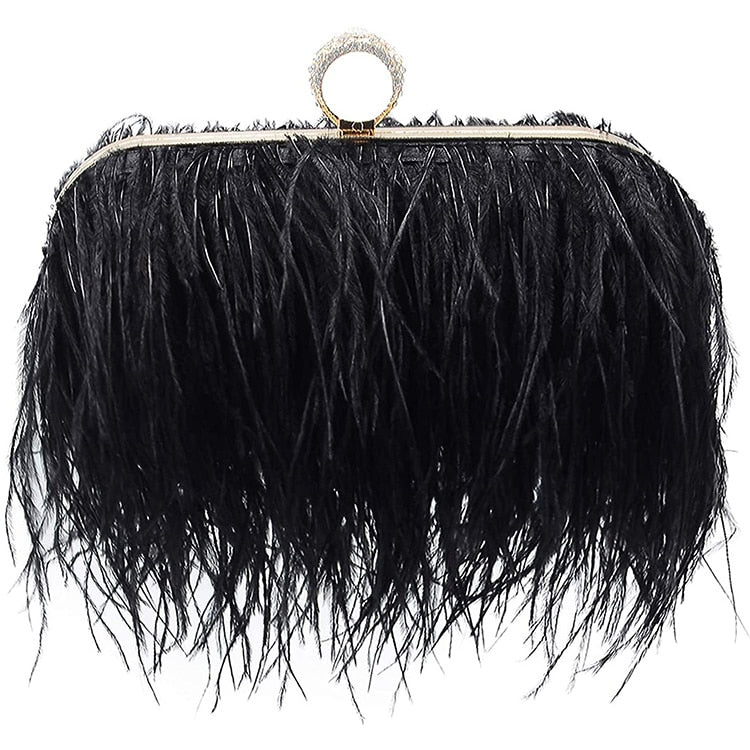 Black Ostrich Feather Clutch