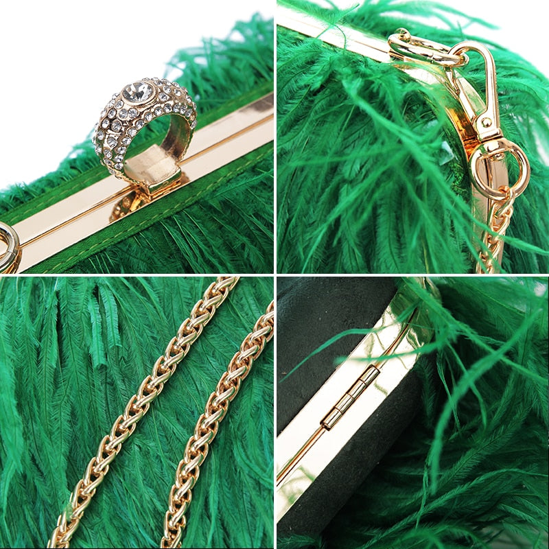Parts of Ostrich Feather Clutch