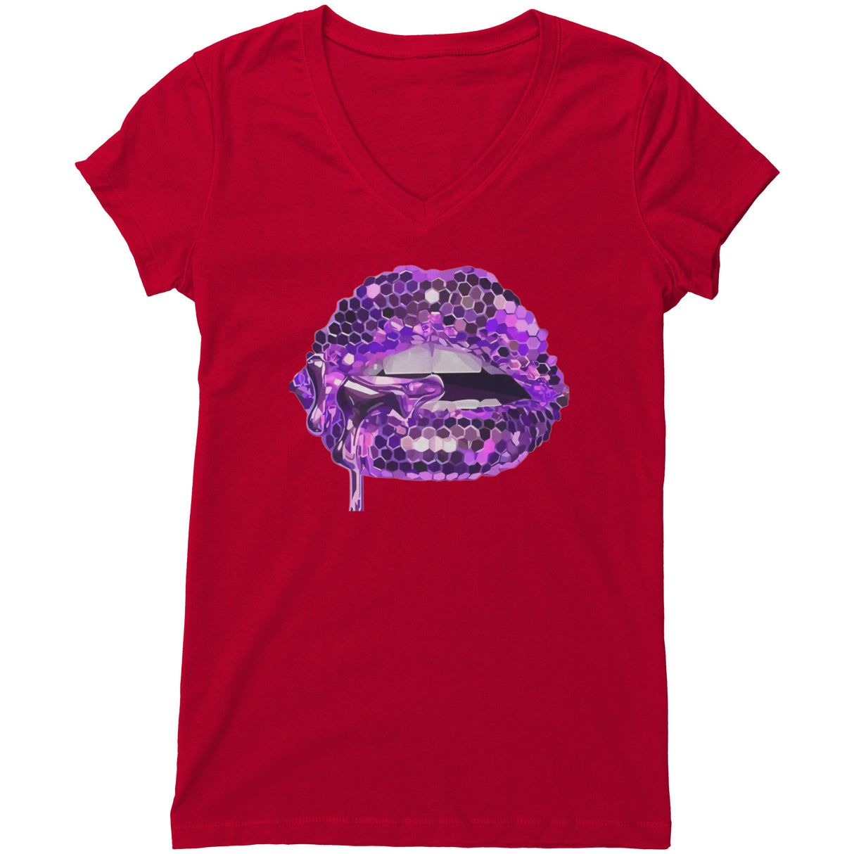 Purple Lip V-neck Shirt