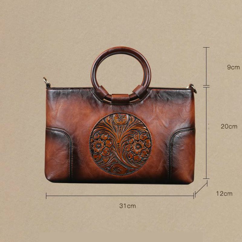 Size of Retro High-Quality Leather Handbag