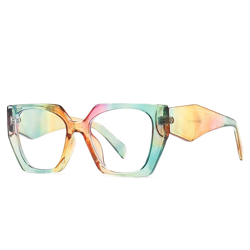 Rainbow Retro Polygon Cat Eye Colorful Sunglasses