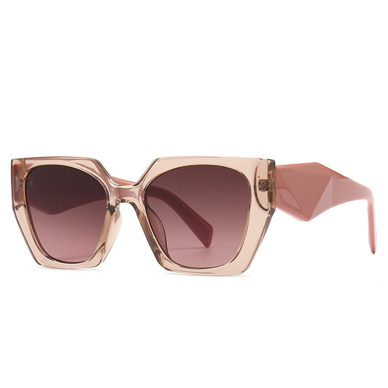 Pink Retro Polygon Cat Eye Colorful Sunglasses