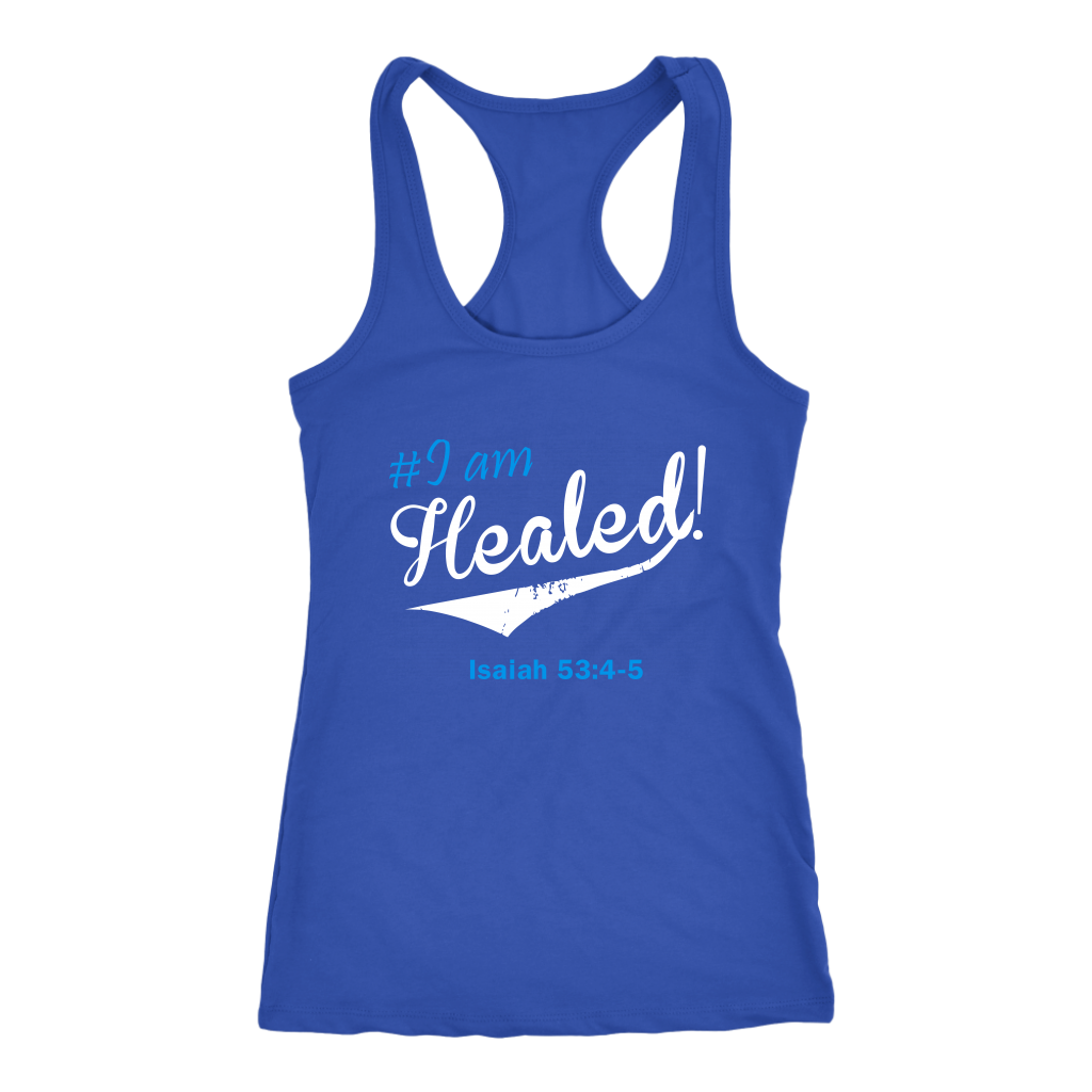 I Am Healed Racerback Tank Top - Blue | Shop Sassy Chick