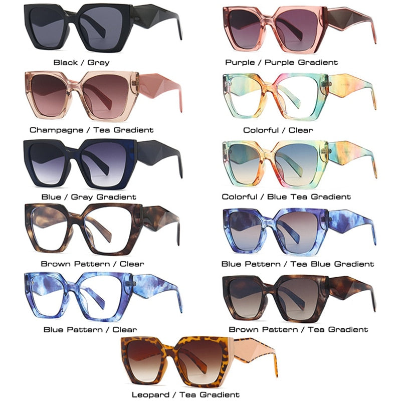 Retro Polygon Cat Eye Colorful Sunglasses