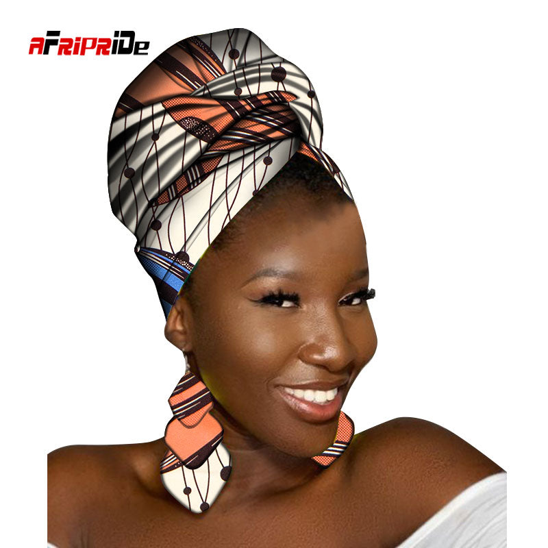 African Head Scarf and Earrings Set