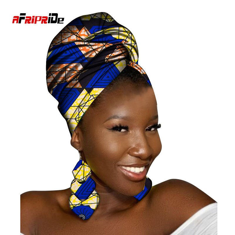 African Head Scarf and Earrings Set