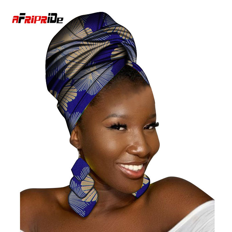 African Head Scarf and Earrings Set