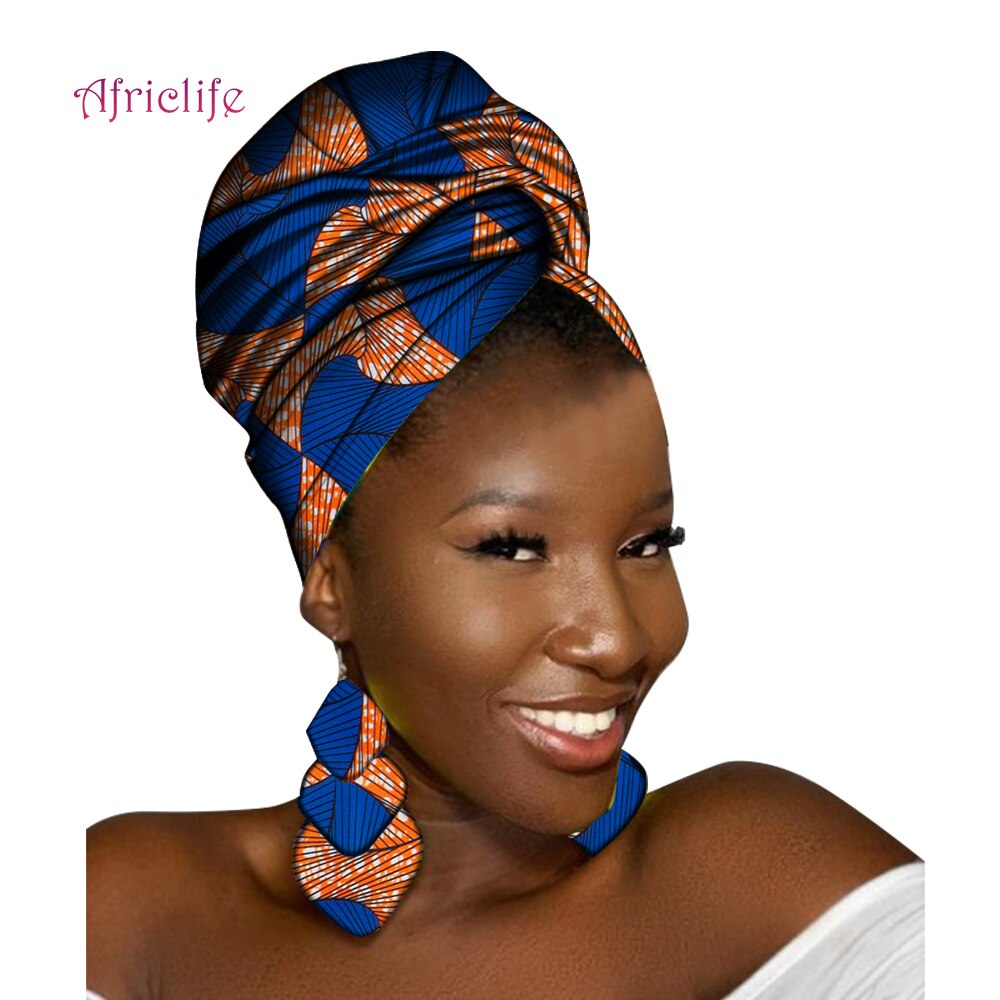 African Head Scarf and Earrings Set