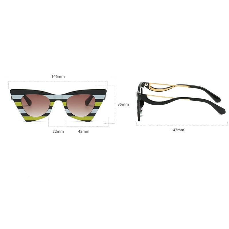 Stripe Cat Eye Sunglasses