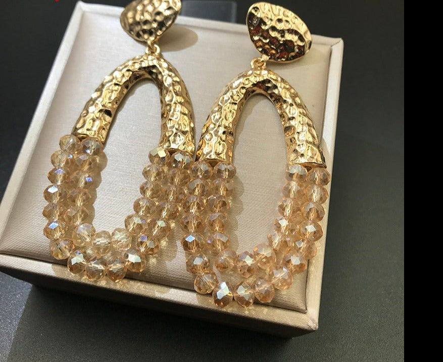 Big Long Oval Handmade Bead Earrings