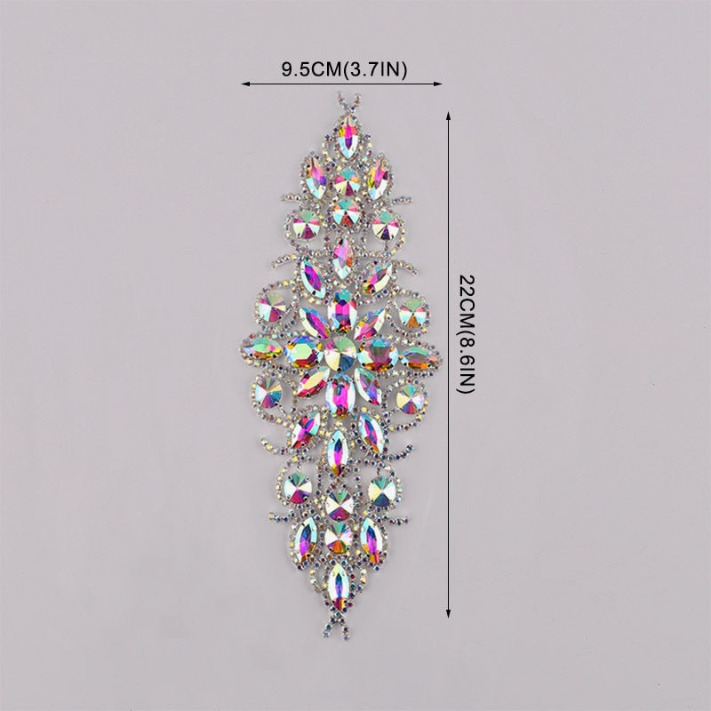 Sparkling Glass Sewn Rhinestone Crystal Patch