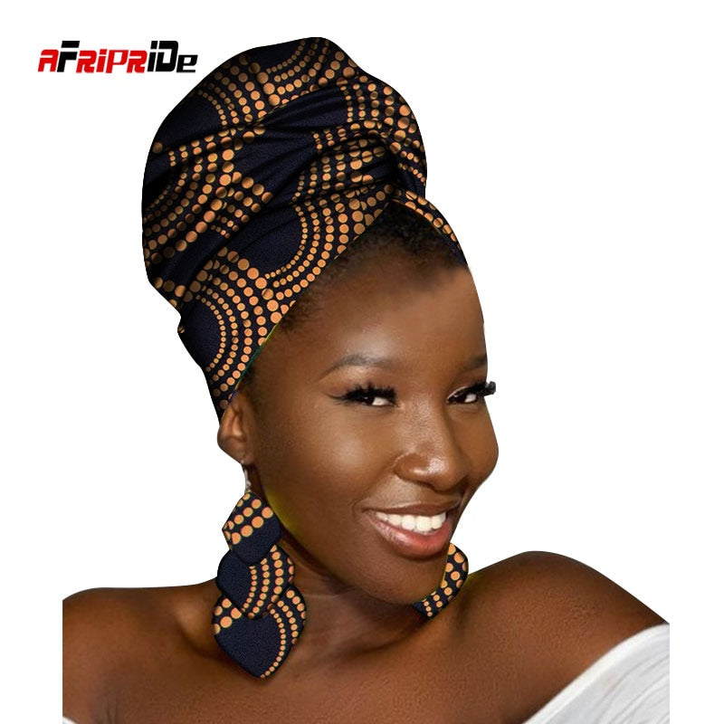 African Head Scarf and Earrings Set