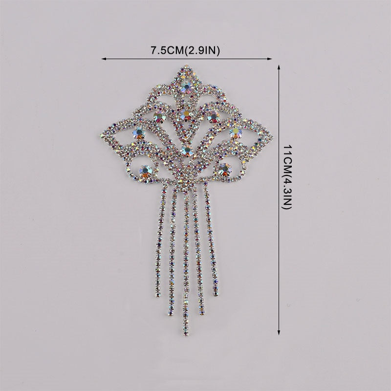 Sparkling Glass Sewn Rhinestone Crystal Patch