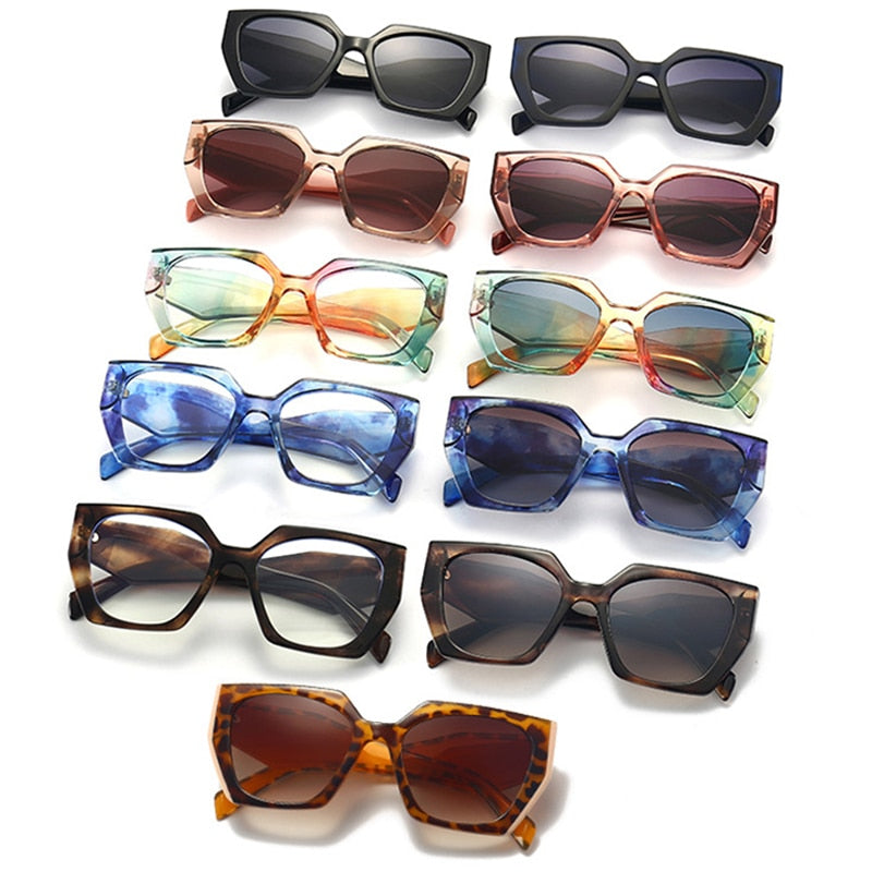 Retro Polygon Cat Eye Colorful Sunglasses