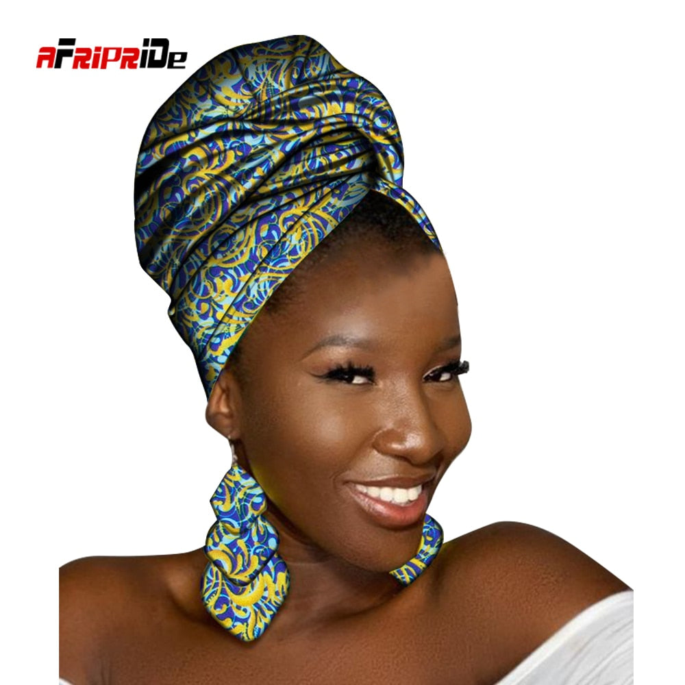 African Head Scarf and Earrings Set