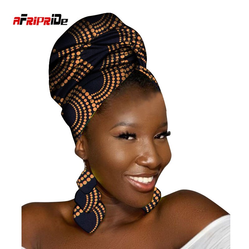 African Head Scarf and Earrings Set