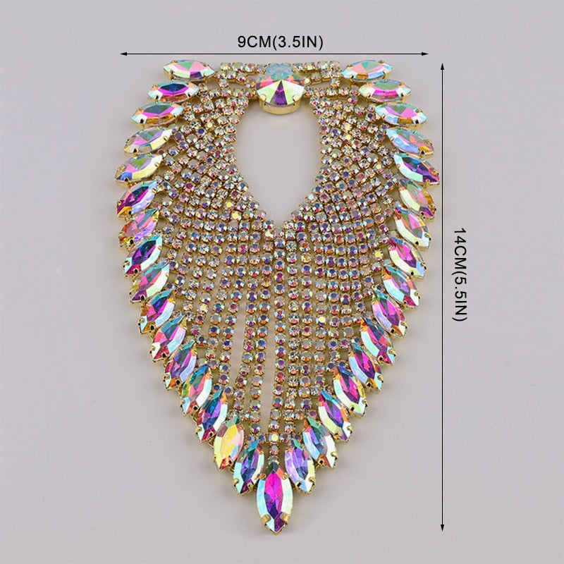 Sparkling Glass Sewn Rhinestone Crystal Patch