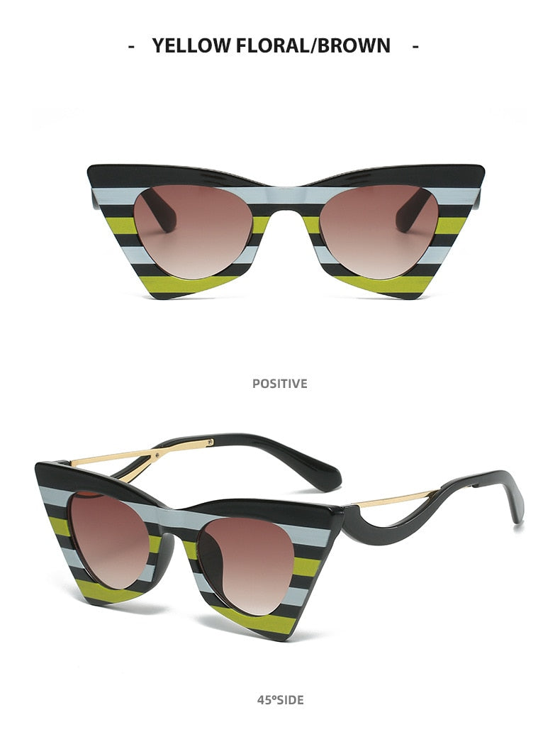 Stripe Cat Eye Sunglasses