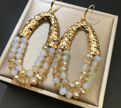 Big Long Oval Handmade Bead Earrings