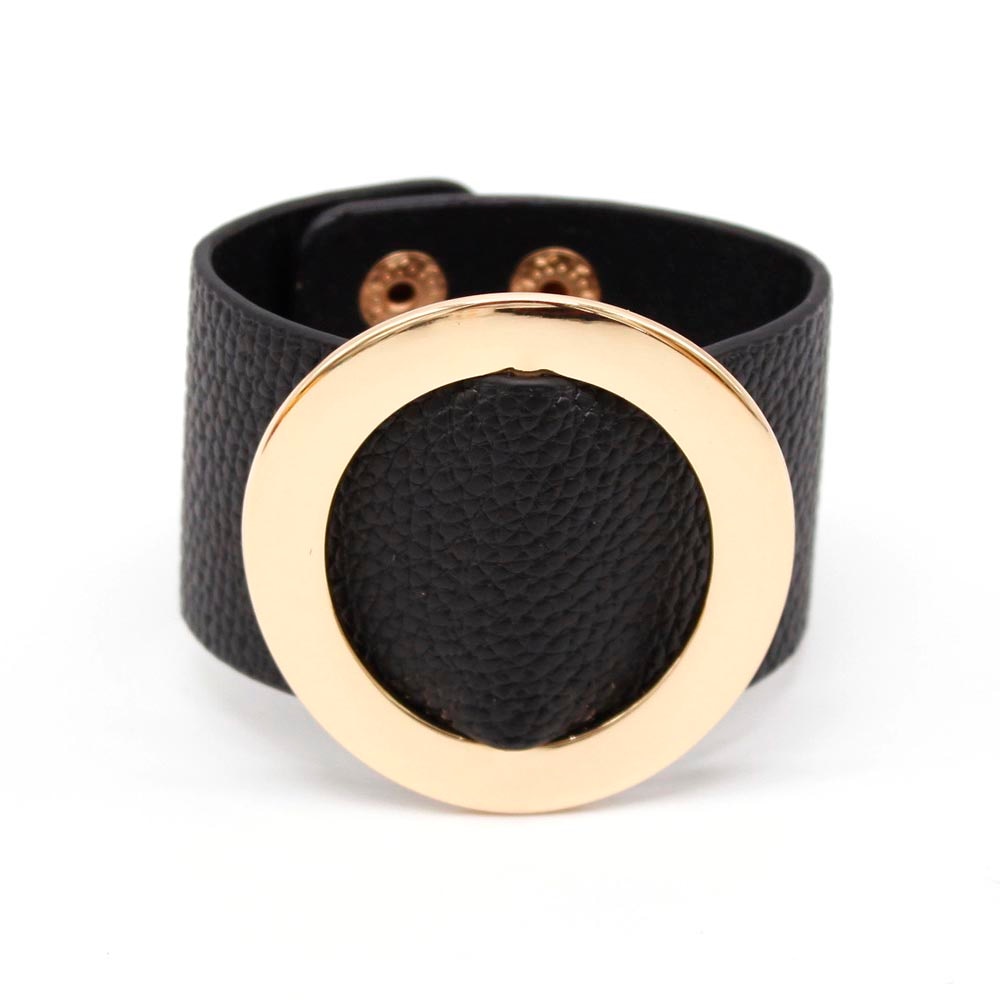 Geometric Wrap Circle Leather Bracelet
