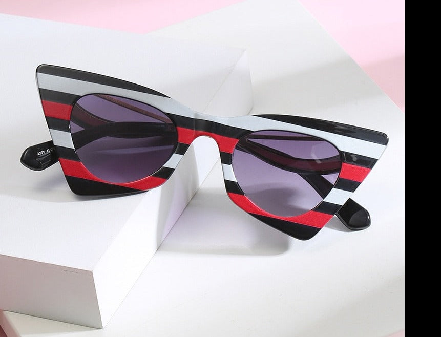 Stripe Cat Eye Sunglasses