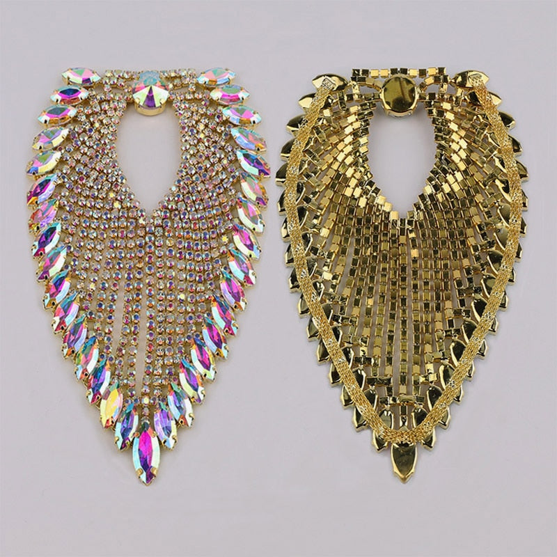 Sparkling Glass Sewn Rhinestone Crystal Patch