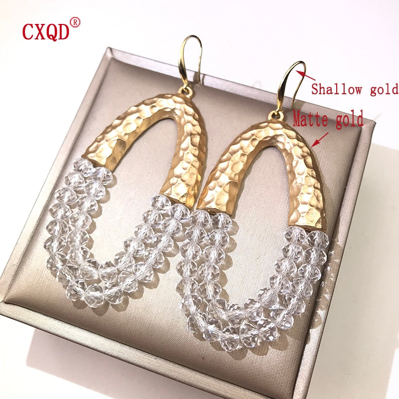 Big Long Oval Handmade Bead Earrings