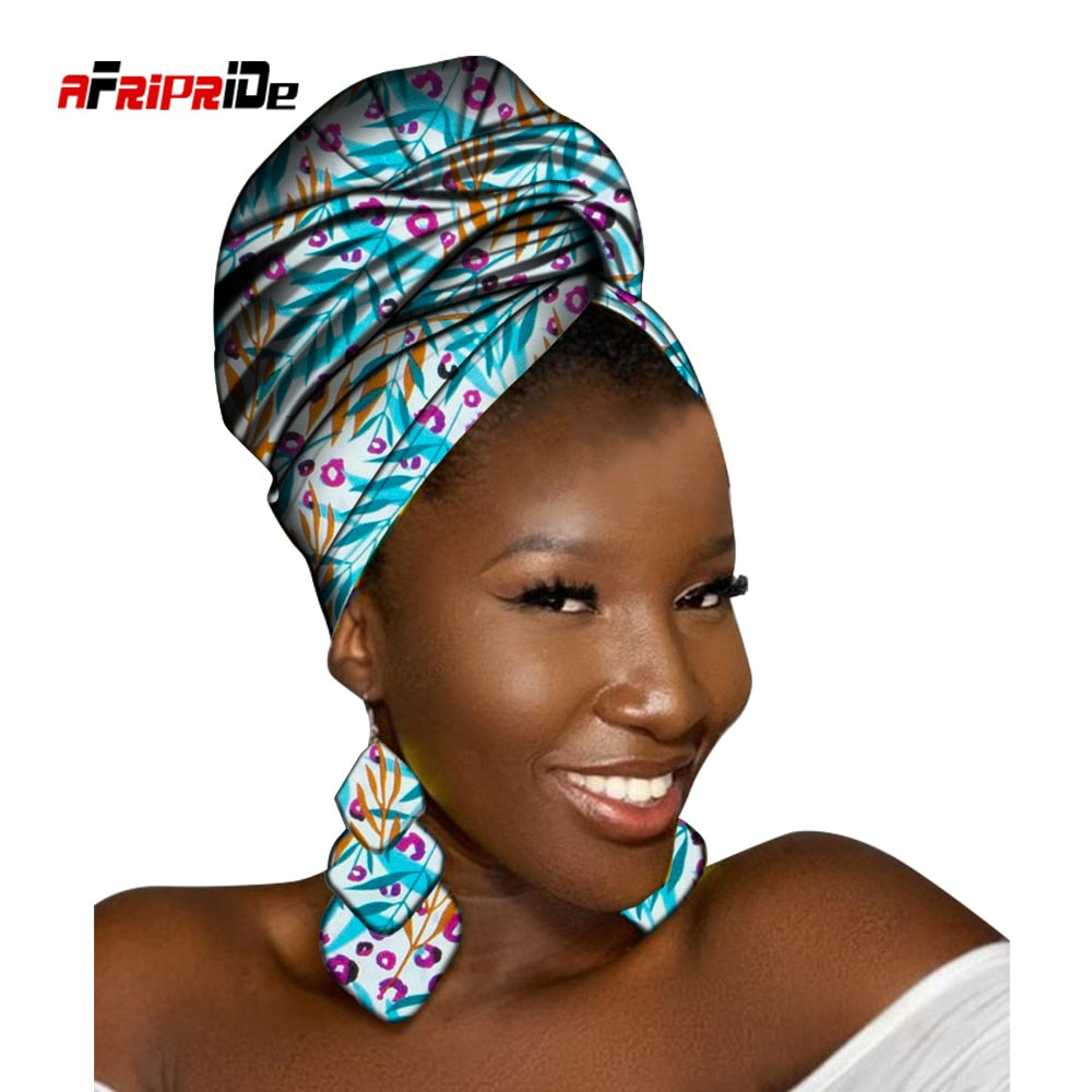 African Head Scarf and Earrings Set