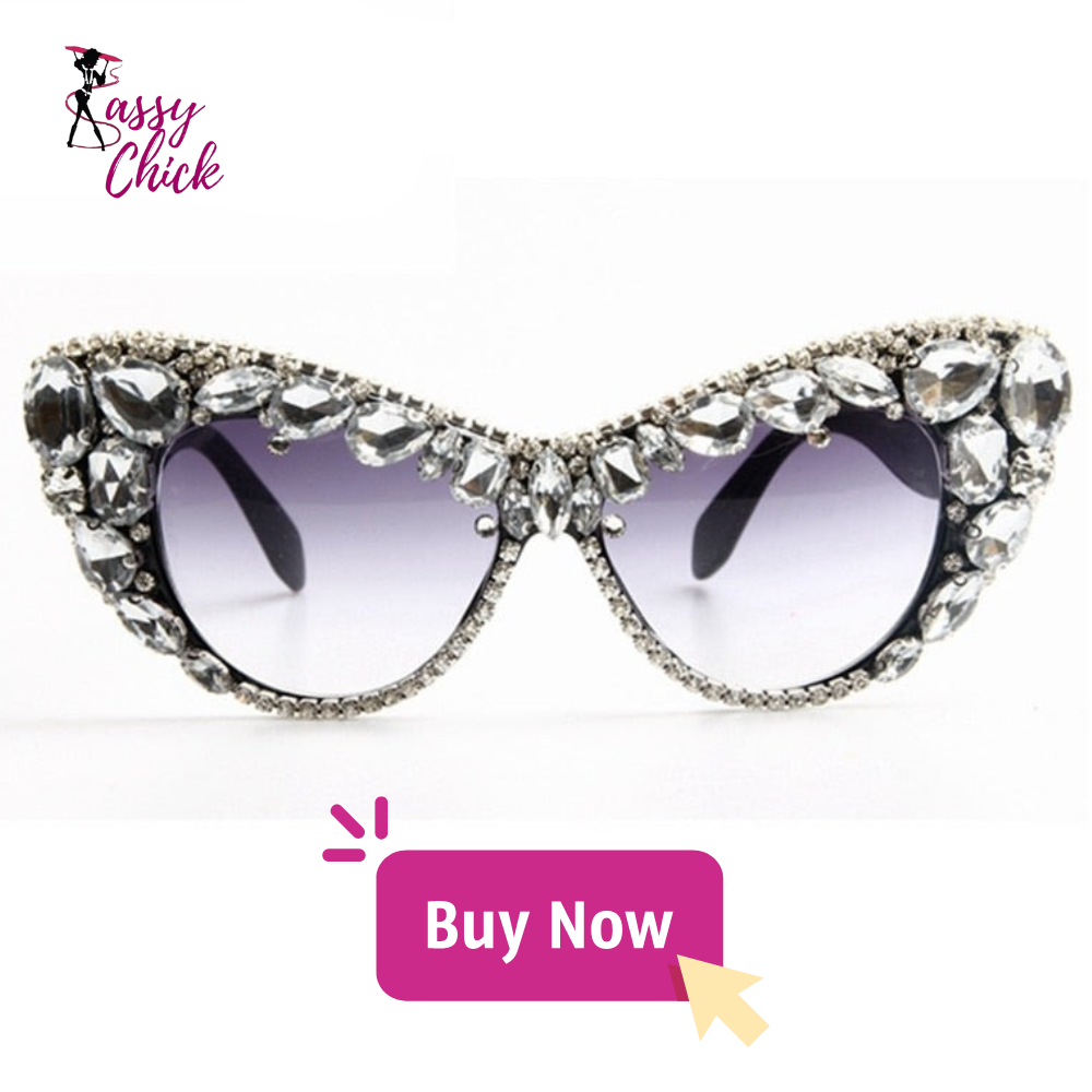 Colorful Rhinestone Retro Cat Eye Sunglasses