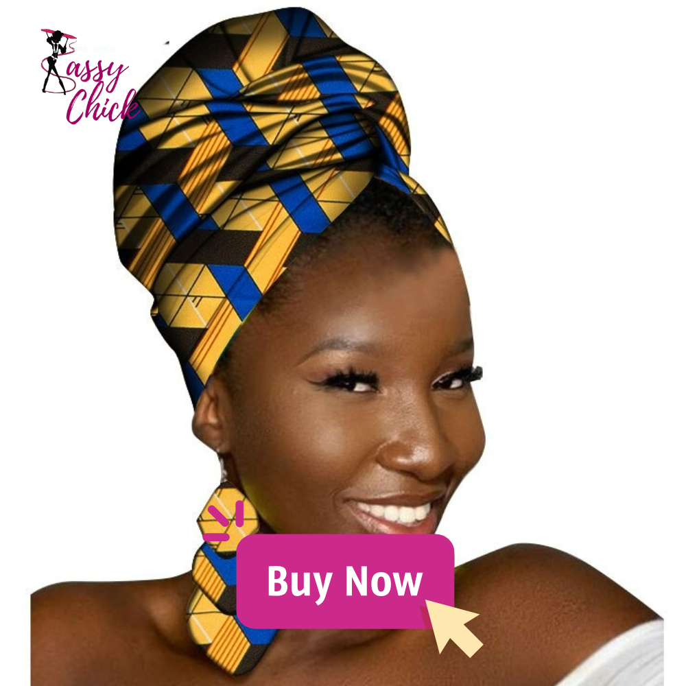 African Head Scarf and Earrings Set