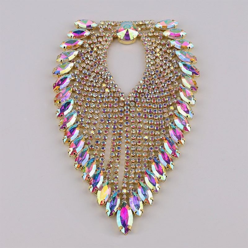 Sparkling Glass Sewn Rhinestone Crystal Patch