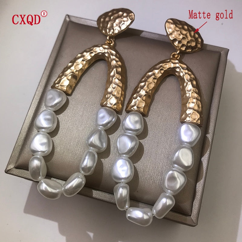 Big Long Oval Handmade Bead Earrings