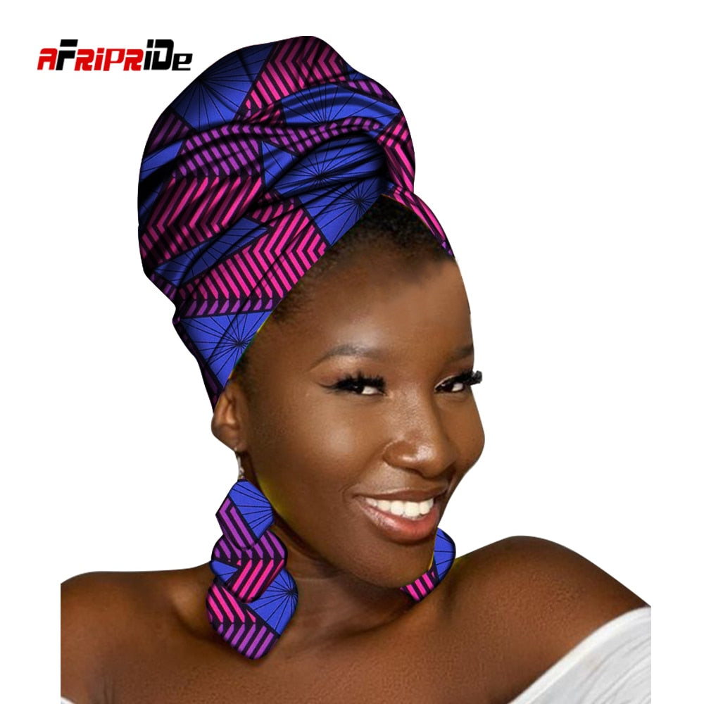 African Head Scarf and Earrings Set
