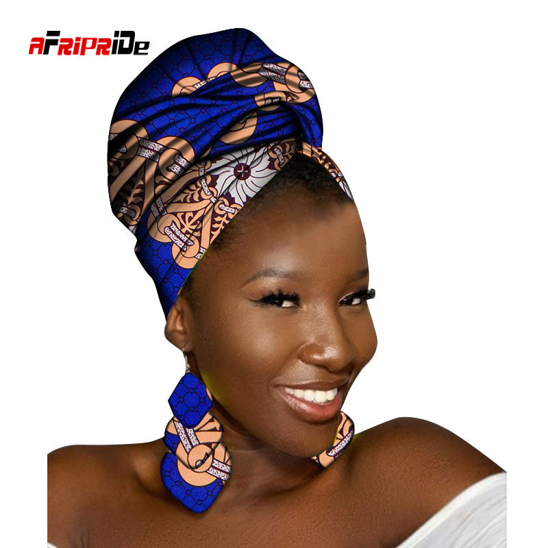 African Head Scarf and Earrings Set
