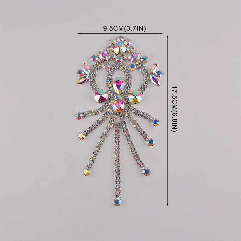 Sparkling Glass Sewn Rhinestone Crystal Patch