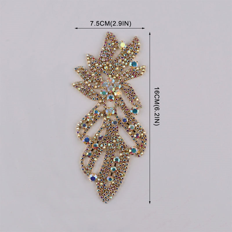 Sparkling Glass Sewn Rhinestone Crystal Patch