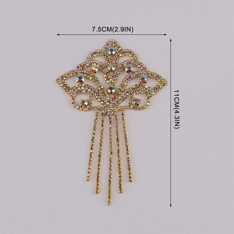 Sparkling Glass Sewn Rhinestone Crystal Patch