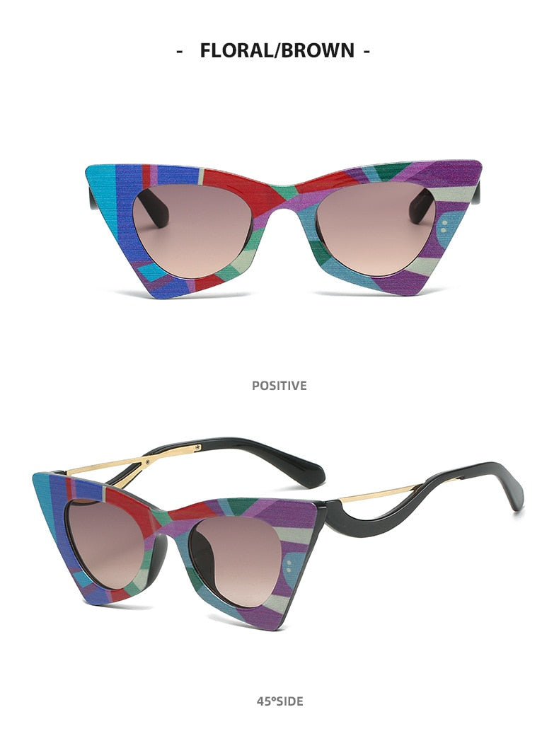 Stripe Cat Eye Sunglasses