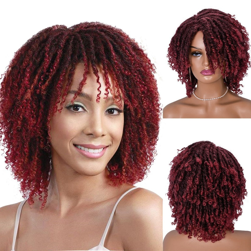 Red Short Dreadlock Curly Wig