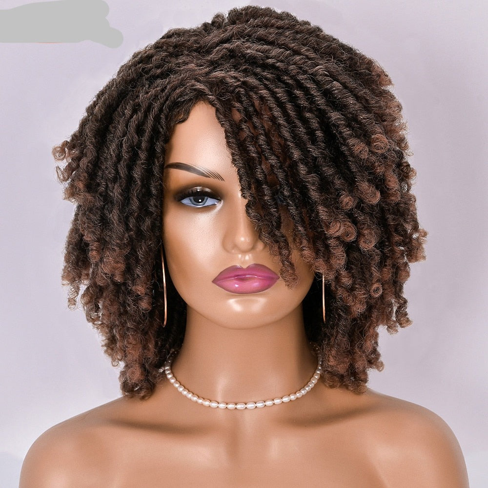 Brown Short Dreadlock Curly Wig
