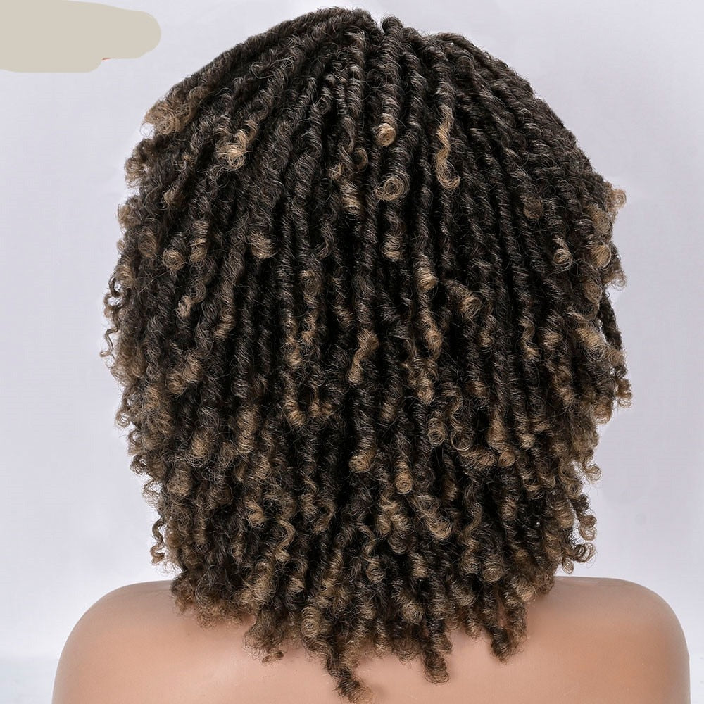 Highlight Brown Short Dreadlock Curly Wig