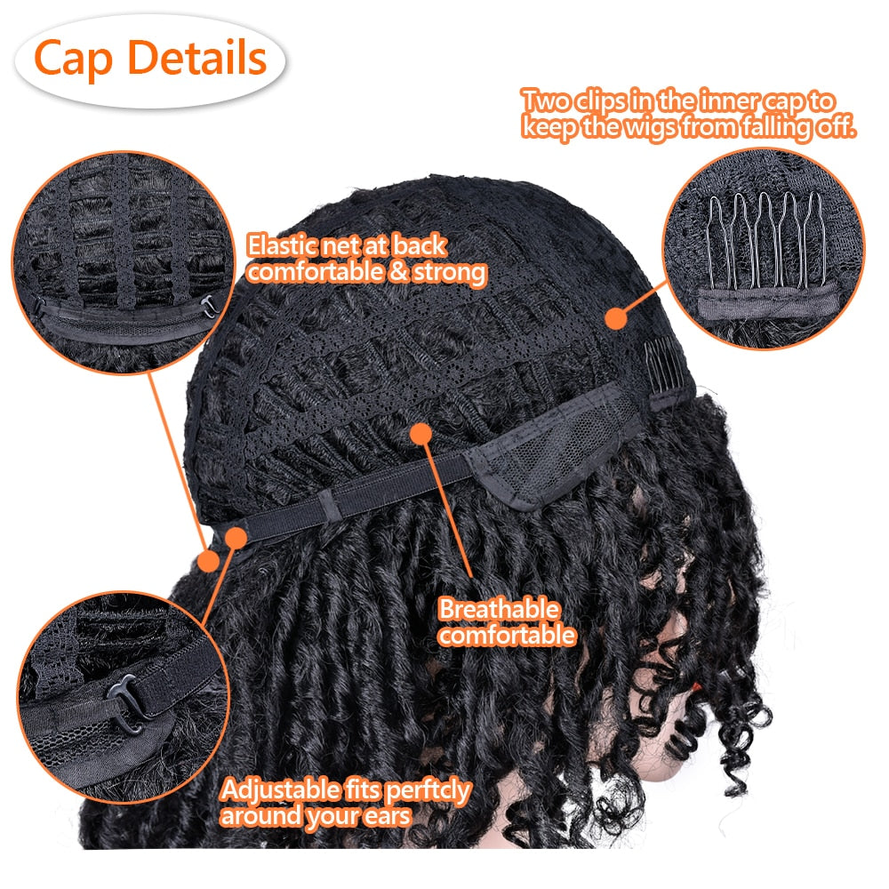 Cap Details Short Dreadlock Curly Wig
