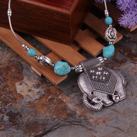 Elephant Silver Carved Necklaces