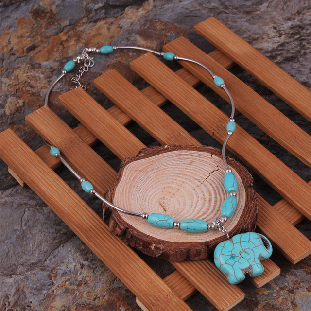 elephant bead pendant Silver Carved Necklaces