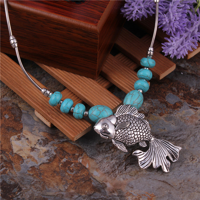Fish pendant Silver Carved Necklaces